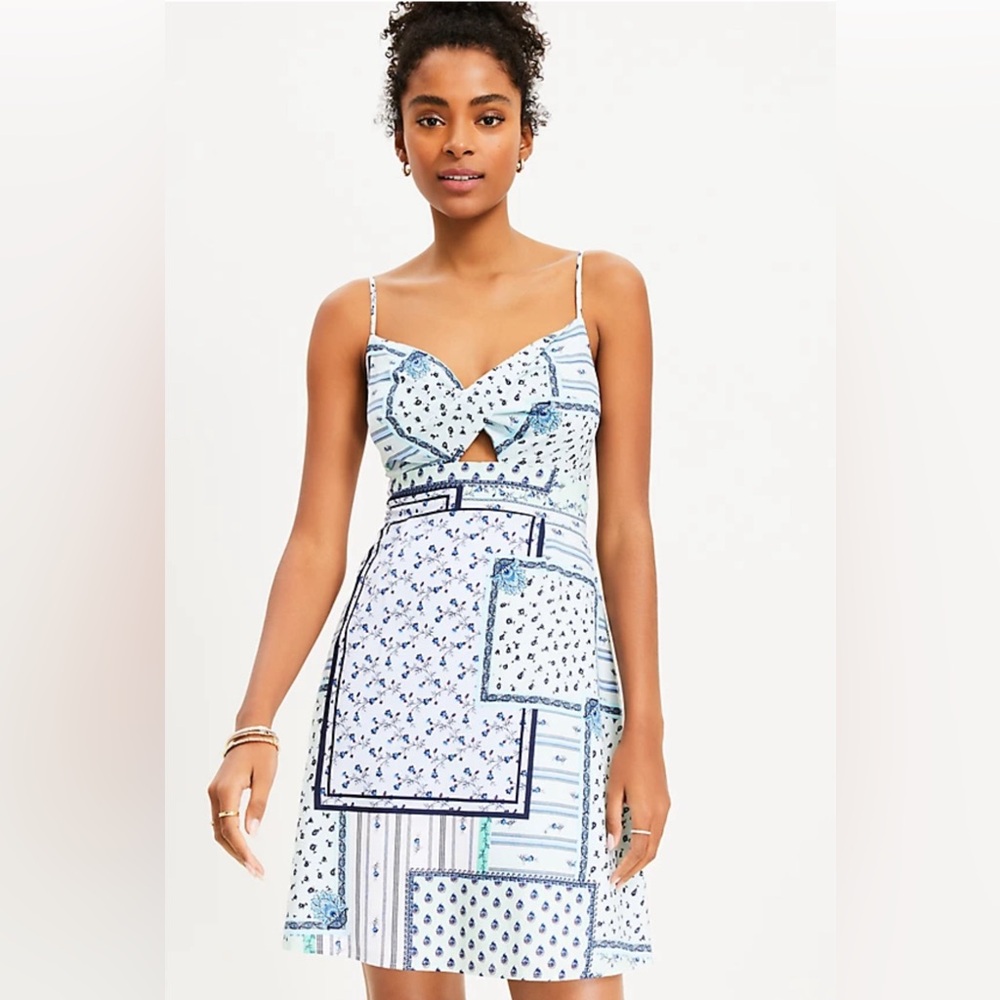 Loft Patchwork Twist Cutout Cami Dress - NWT